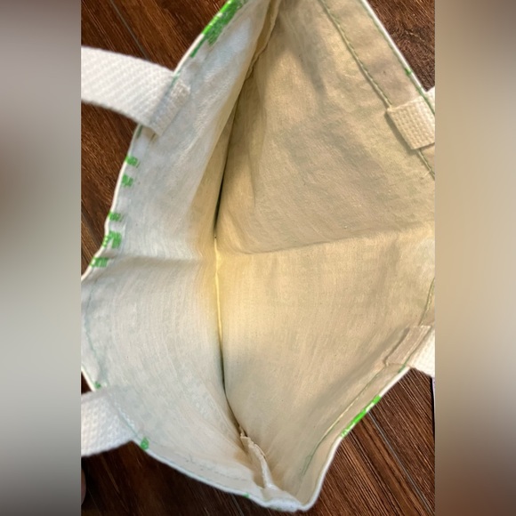 NWT AVEDA Certified Organic Cotton tote. Green & ivory. - Picture 9 of 9
